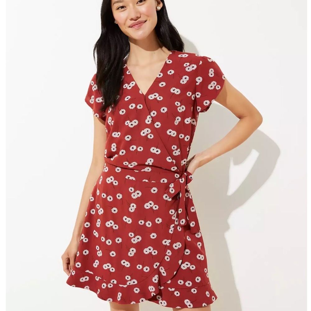 LOFT Floral Wrap Skort Romper Size 2